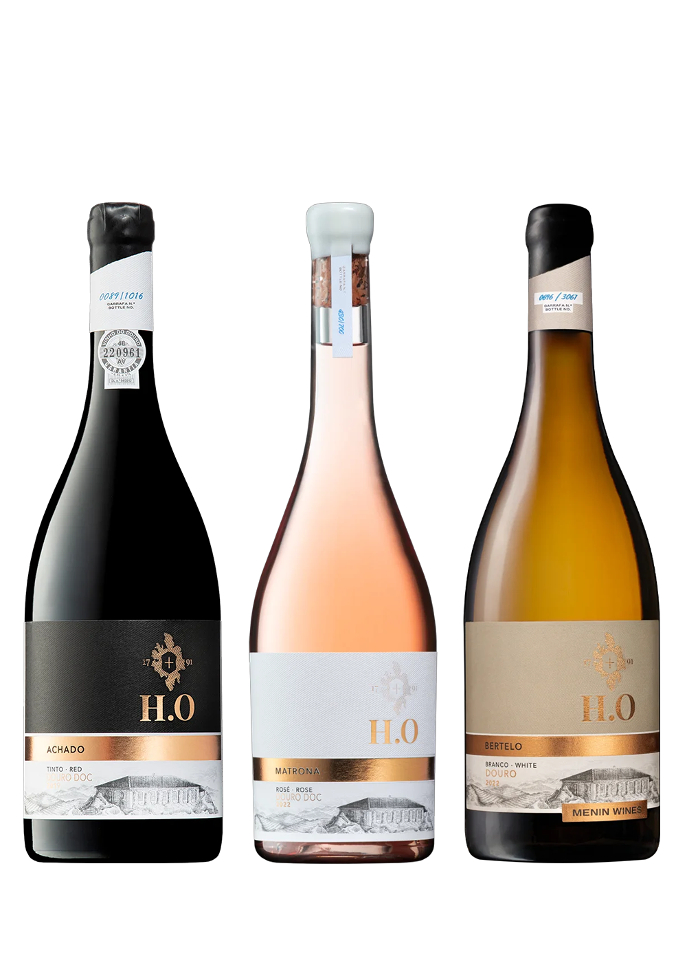 Kit H.O – Achado 2019 + Bertelo Branco 2022 + Matrona Rosé 2023